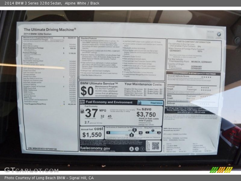 Alpine White / Black 2014 BMW 3 Series 328d Sedan