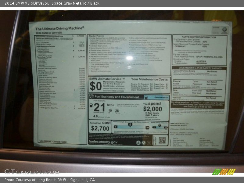 Space Gray Metallic / Black 2014 BMW X3 xDrive35i