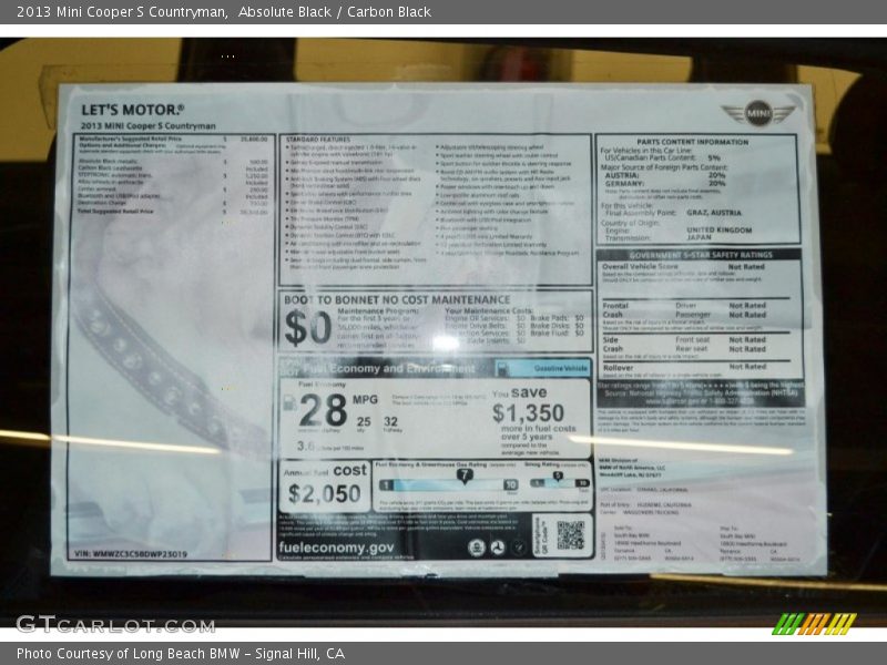 Absolute Black / Carbon Black 2013 Mini Cooper S Countryman