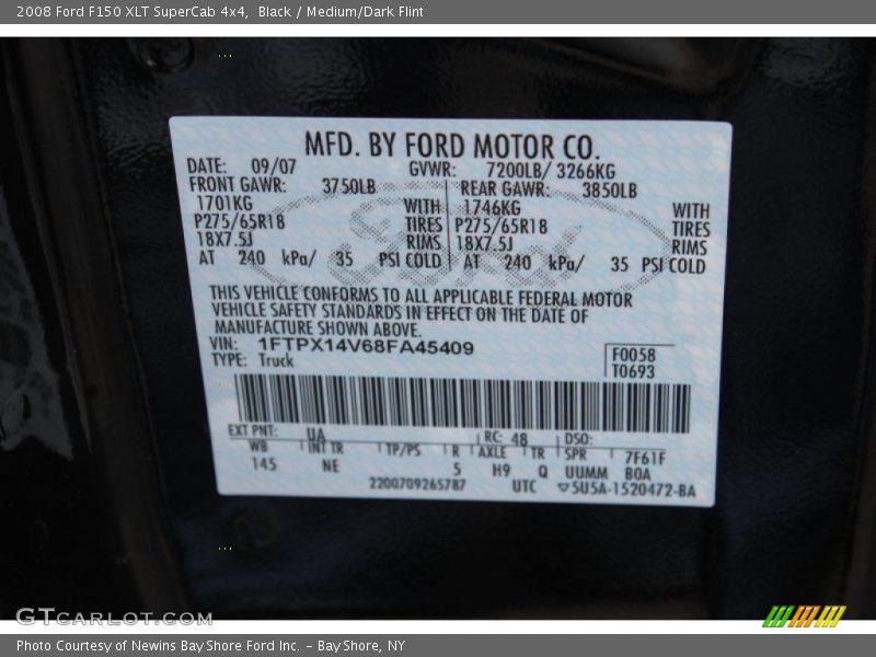 Black / Medium/Dark Flint 2008 Ford F150 XLT SuperCab 4x4