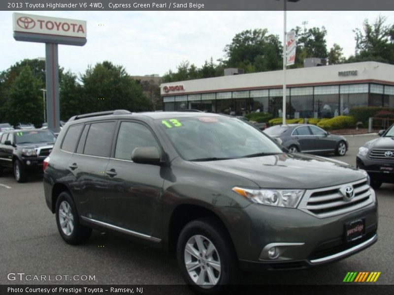 Cypress Green Pearl / Sand Beige 2013 Toyota Highlander V6 4WD