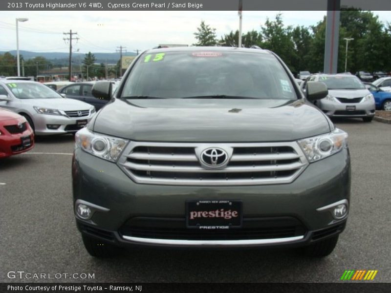 Cypress Green Pearl / Sand Beige 2013 Toyota Highlander V6 4WD