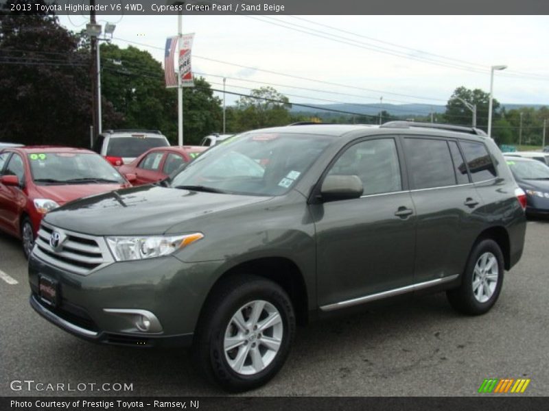 Cypress Green Pearl / Sand Beige 2013 Toyota Highlander V6 4WD