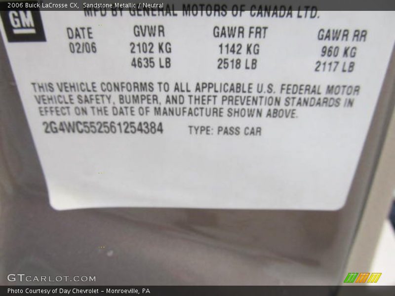 Sandstone Metallic / Neutral 2006 Buick LaCrosse CX