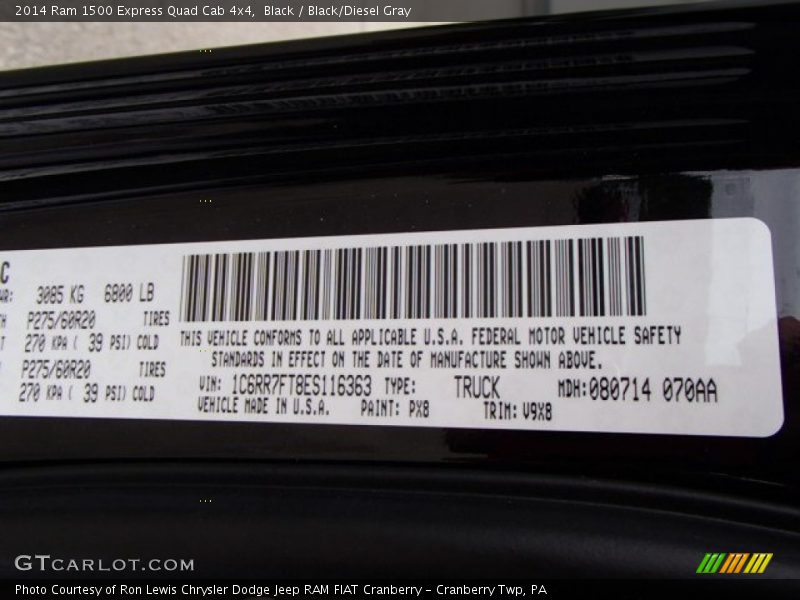 2014 1500 Express Quad Cab 4x4 Black Color Code PX8