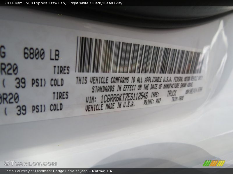 2014 1500 Express Crew Cab Bright White Color Code PW7