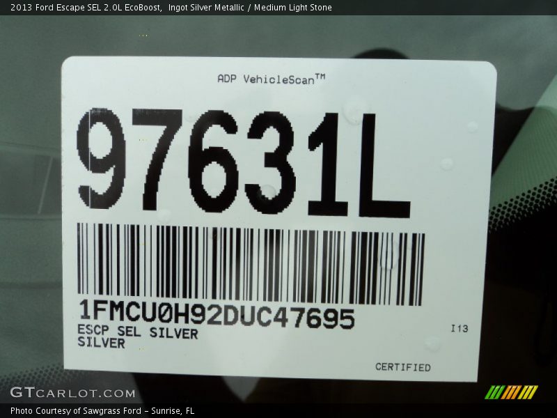 Ingot Silver Metallic / Medium Light Stone 2013 Ford Escape SEL 2.0L EcoBoost