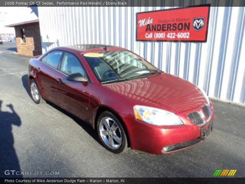Performance Red Metallic / Ebony Black 2008 Pontiac G6 GT Sedan