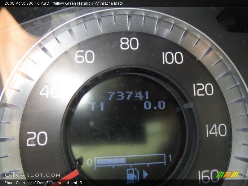Willow Green Metallic / Anthracite Black 2008 Volvo S80 T6 AWD