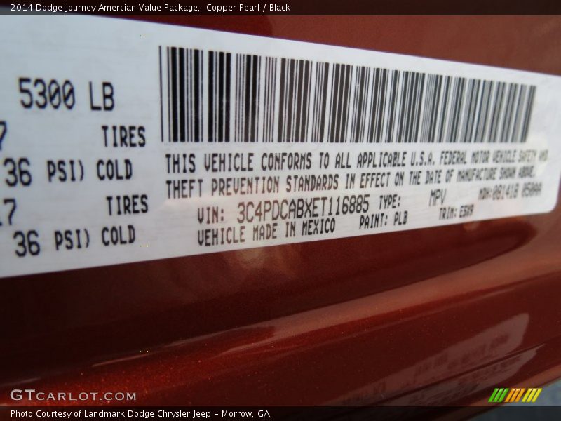 Copper Pearl / Black 2014 Dodge Journey Amercian Value Package