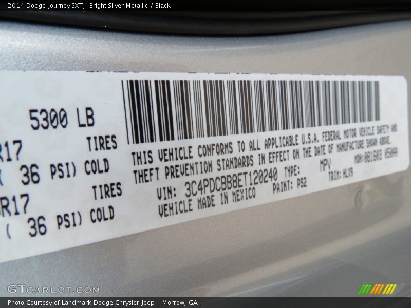 Bright Silver Metallic / Black 2014 Dodge Journey SXT