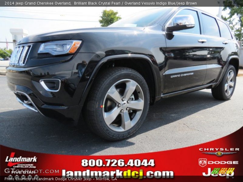 Brilliant Black Crystal Pearl / Overland Vesuvio Indigo Blue/Jeep Brown 2014 Jeep Grand Cherokee Overland