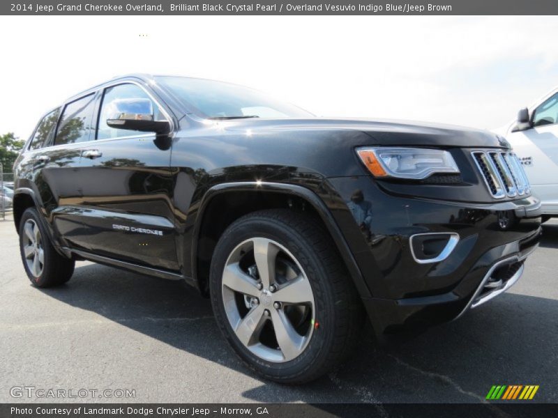 Brilliant Black Crystal Pearl / Overland Vesuvio Indigo Blue/Jeep Brown 2014 Jeep Grand Cherokee Overland