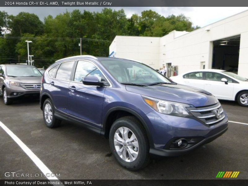 Twilight Blue Metallic / Gray 2014 Honda CR-V EX-L AWD