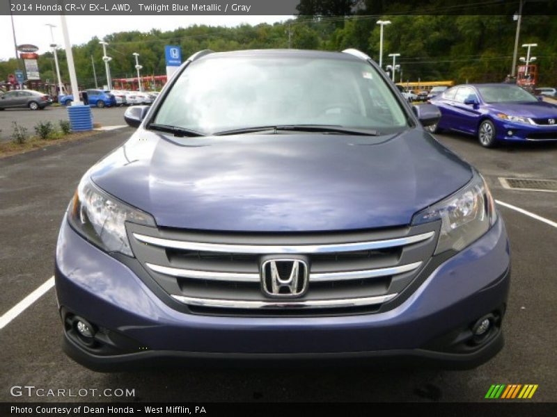 Twilight Blue Metallic / Gray 2014 Honda CR-V EX-L AWD