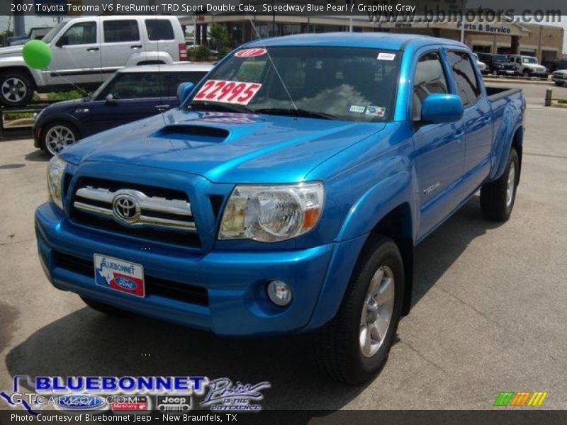 Speedway Blue Pearl / Graphite Gray 2007 Toyota Tacoma V6 PreRunner TRD Sport Double Cab