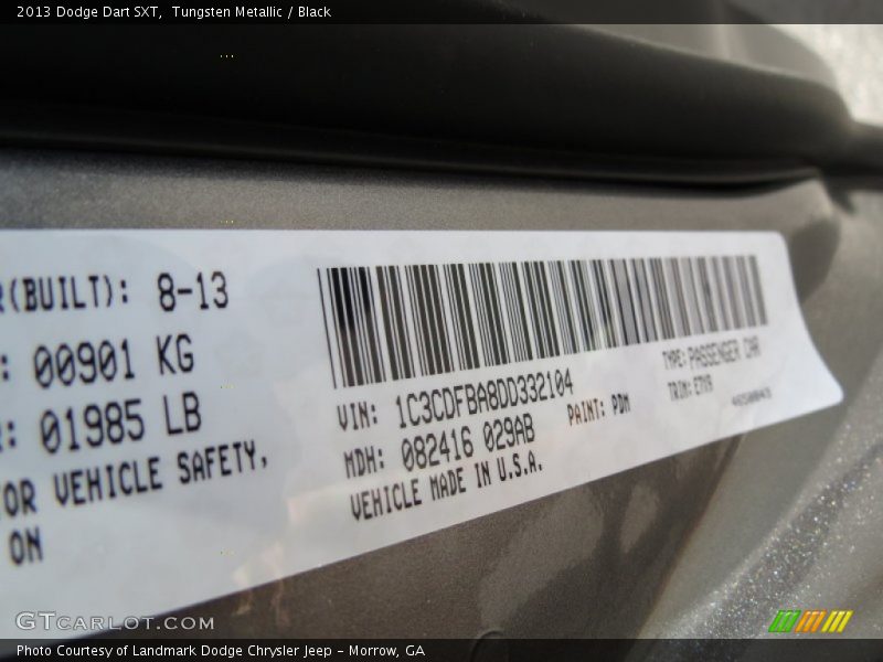 Tungsten Metallic / Black 2013 Dodge Dart SXT