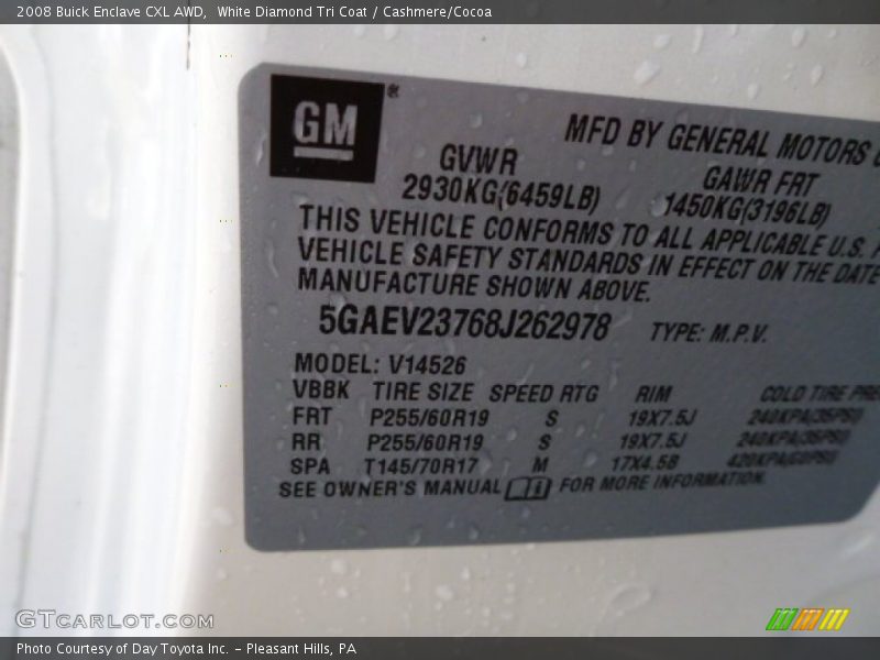 White Diamond Tri Coat / Cashmere/Cocoa 2008 Buick Enclave CXL AWD