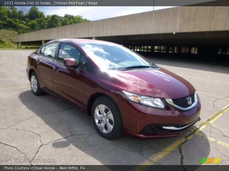 Crimson Red Pearl / Beige 2013 Honda Civic LX Sedan