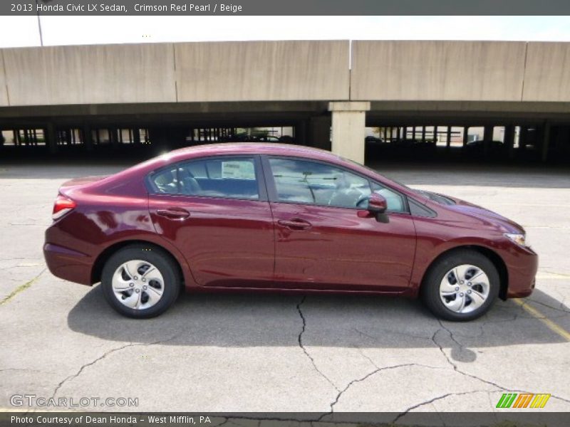 Crimson Red Pearl / Beige 2013 Honda Civic LX Sedan