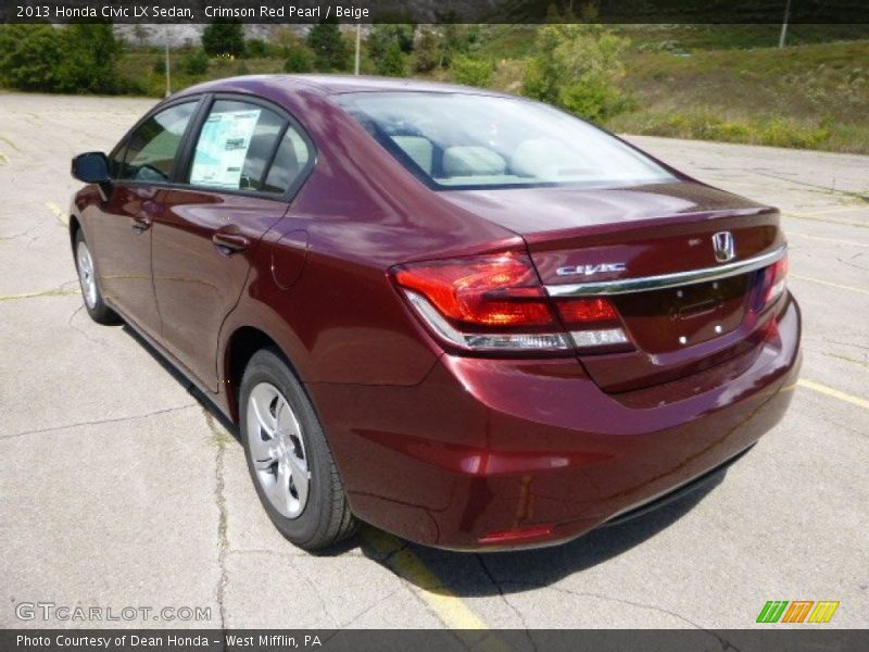 Crimson Red Pearl / Beige 2013 Honda Civic LX Sedan
