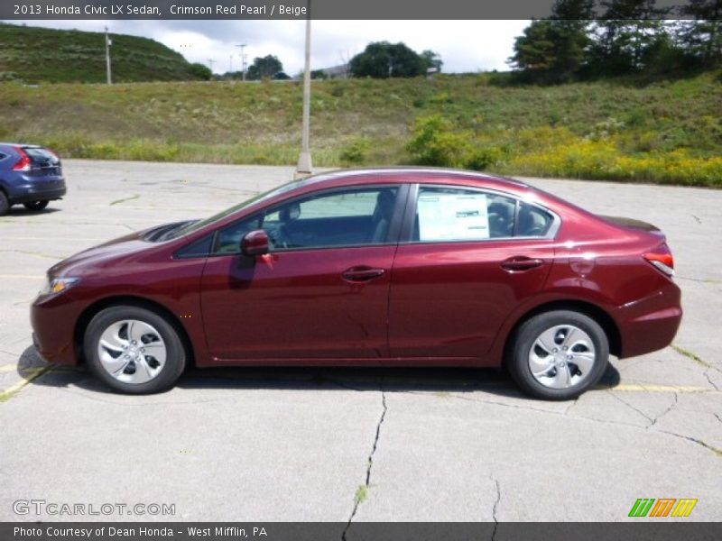 Crimson Red Pearl / Beige 2013 Honda Civic LX Sedan