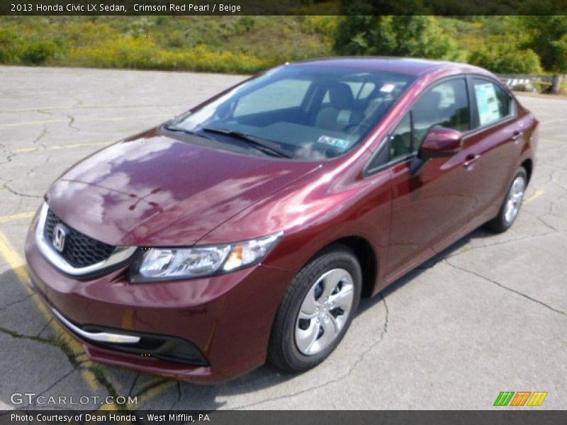 Crimson Red Pearl / Beige 2013 Honda Civic LX Sedan
