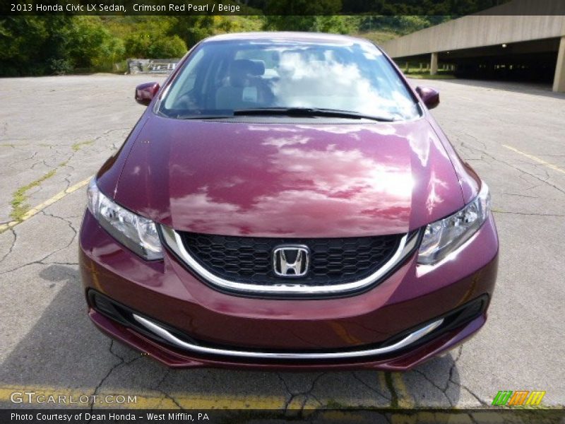 Crimson Red Pearl / Beige 2013 Honda Civic LX Sedan