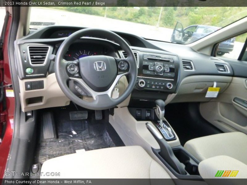 Crimson Red Pearl / Beige 2013 Honda Civic LX Sedan