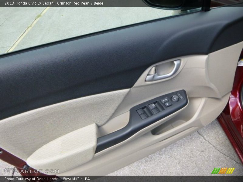 Crimson Red Pearl / Beige 2013 Honda Civic LX Sedan