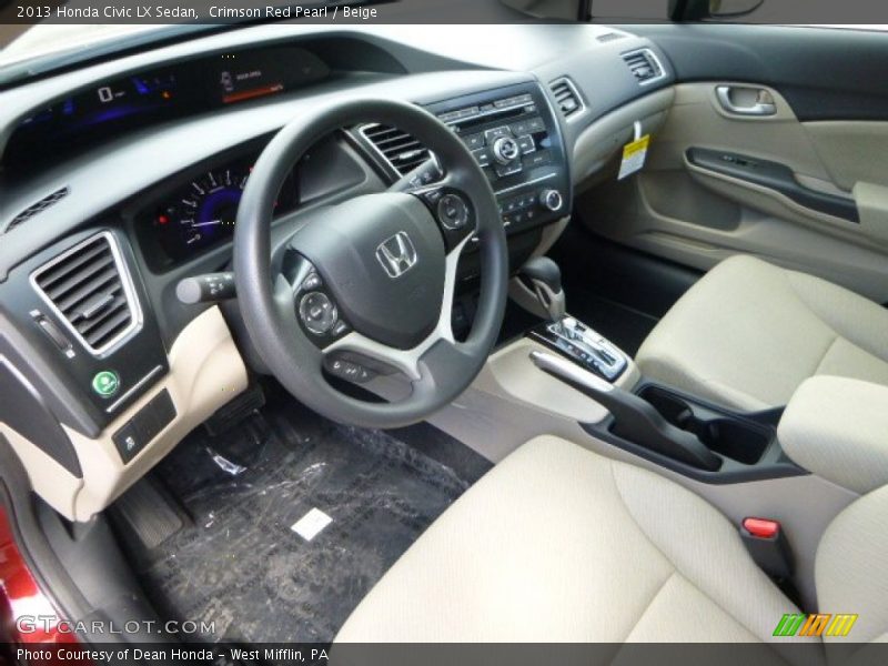 Crimson Red Pearl / Beige 2013 Honda Civic LX Sedan