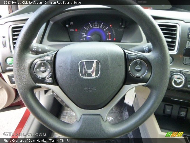 Crimson Red Pearl / Beige 2013 Honda Civic LX Sedan