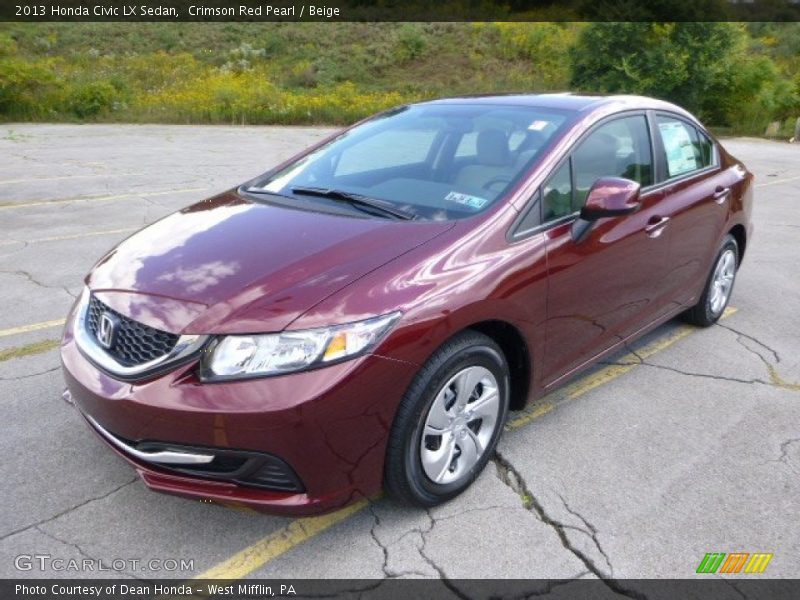 Crimson Red Pearl / Beige 2013 Honda Civic LX Sedan