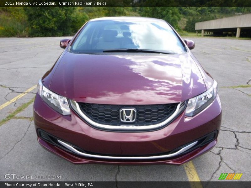 Crimson Red Pearl / Beige 2013 Honda Civic LX Sedan