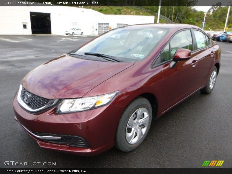 Crimson Red Pearl / Beige 2013 Honda Civic LX Sedan