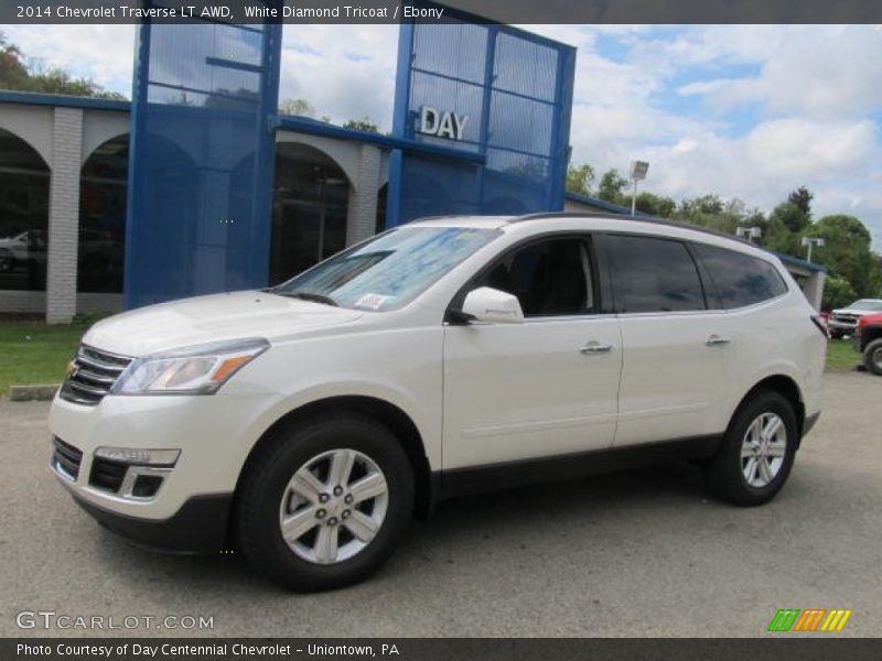 White Diamond Tricoat / Ebony 2014 Chevrolet Traverse LT AWD