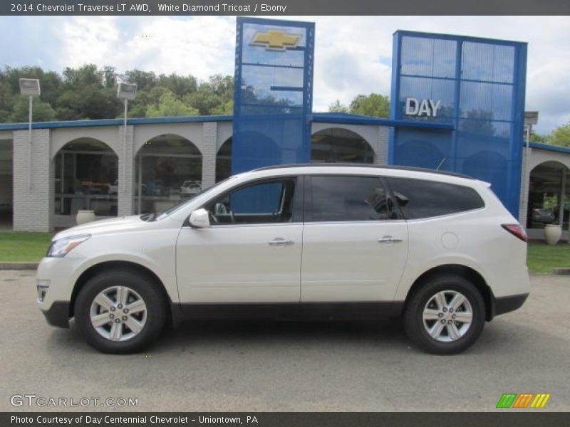 White Diamond Tricoat / Ebony 2014 Chevrolet Traverse LT AWD