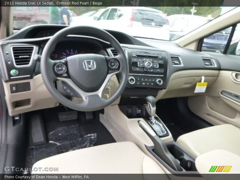 Crimson Red Pearl / Beige 2013 Honda Civic LX Sedan