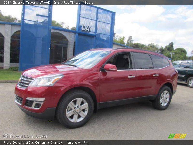 Crystal Red Tintcoat / Ebony 2014 Chevrolet Traverse LT AWD