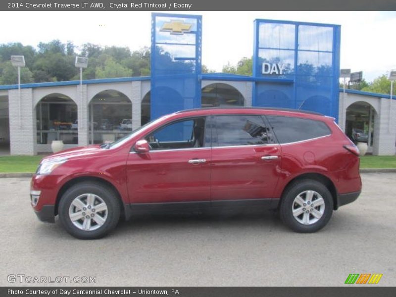 Crystal Red Tintcoat / Ebony 2014 Chevrolet Traverse LT AWD