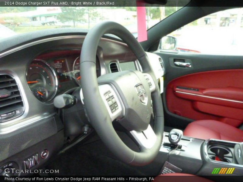 Bright White / Black/Red 2014 Dodge Charger SXT Plus AWD