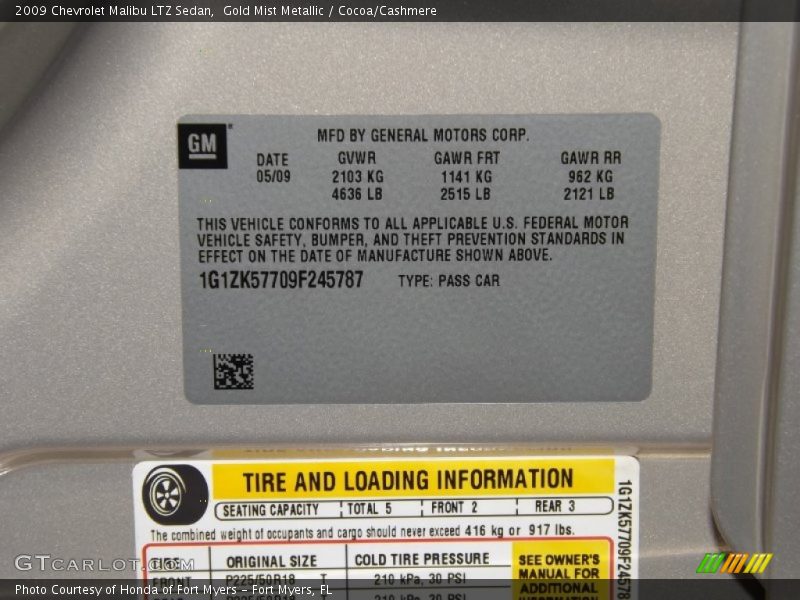 Gold Mist Metallic / Cocoa/Cashmere 2009 Chevrolet Malibu LTZ Sedan