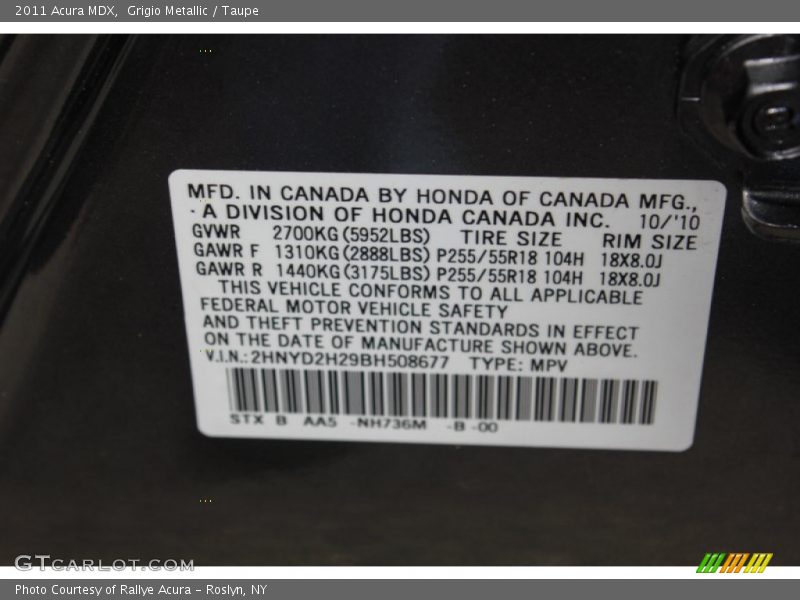 Grigio Metallic / Taupe 2011 Acura MDX