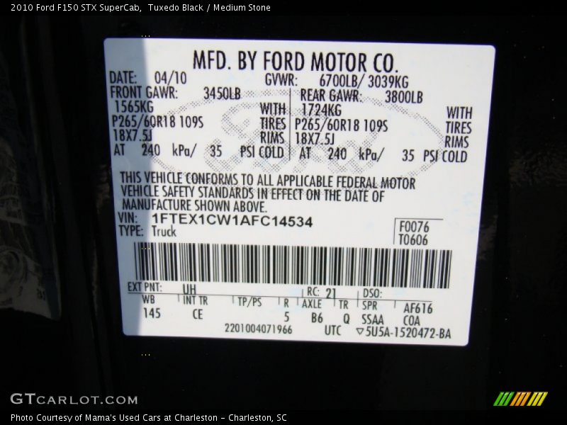 Tuxedo Black / Medium Stone 2010 Ford F150 STX SuperCab
