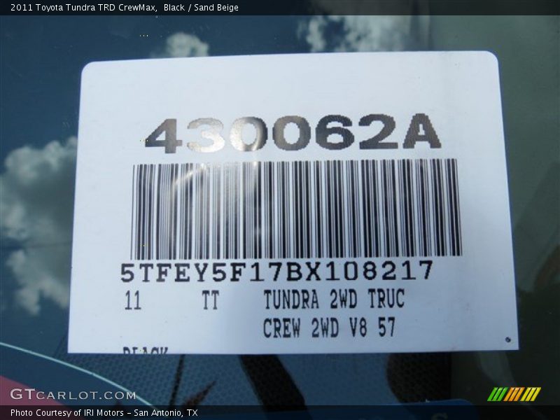 Black / Sand Beige 2011 Toyota Tundra TRD CrewMax