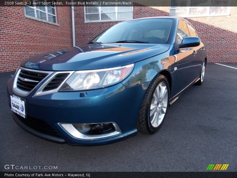 Fusion Blue Metallic / Parchment/Black 2008 Saab 9-3 Aero Sport Sedan
