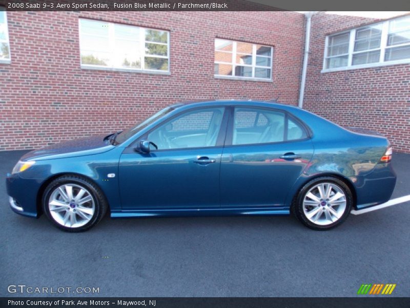 Fusion Blue Metallic / Parchment/Black 2008 Saab 9-3 Aero Sport Sedan