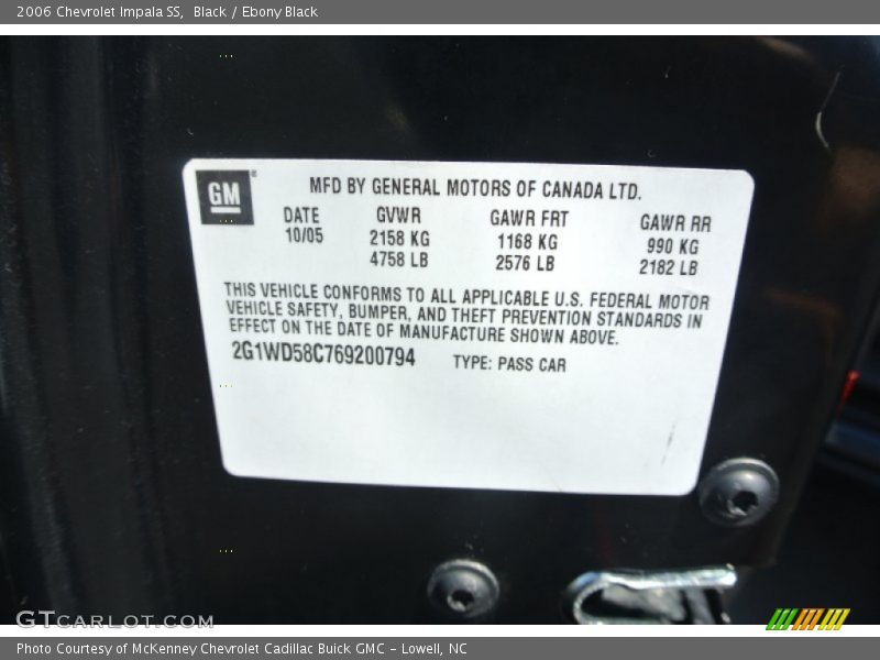 Black / Ebony Black 2006 Chevrolet Impala SS