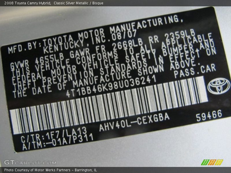 Classic Silver Metallic / Bisque 2008 Toyota Camry Hybrid