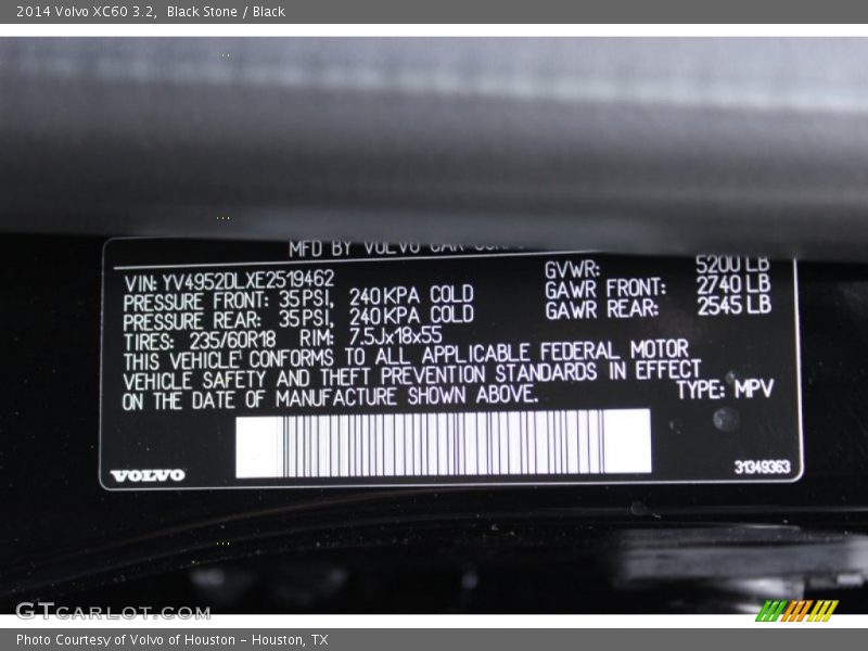 Black Stone / Black 2014 Volvo XC60 3.2